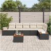 7-delat trädgårdsoff set med kuddar svart poly rattan akacia vidaXL 55 x 55 x 37 cm – miniatyr 3