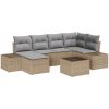 7-delat Trädgårdsoff set med kuddar, svart poly rattan vidaXL 264 x 154 x 85 cm – miniatyr 2