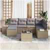7-delat Trädgårdsoff set med kuddar, svart poly rattan vidaXL 264 x 154 x 85 cm – miniatyr 3