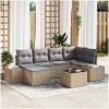 7-delat Trädgårdsoff set med kuddar, svart poly rattan vidaXL 264 x 154 x 85 cm – miniatyr 1