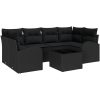 7-delat Trädgårdsoff-set med Kuddar Svart Poly Rotting vidaXL 55 x 55 x 37 cm – miniatyr 2