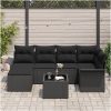 7-delat Trädgårdsoffas med kuddar Beige Poly Rattan vidaXL 55 x 55 x 37 cm – miniatyr 3