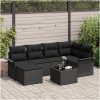 7-delat Trädgårdsoffas med kuddar Beige Poly Rattan vidaXL 55 x 55 x 37 cm – miniatyr 1