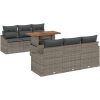 7-delat trädgårdsoffas med kuddar Grå Poly Rattan vidaXL 100 x 55 x 73 cm – miniatyr 2