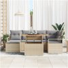 7-delat trädgårdsoffaset med kuddar beige poly rattan akacia vidaXL Stor – miniatyr 3