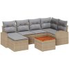7-delat trädgårdsoffaset med kuddar beige Poly Rattan Akaciabord vidaXL 55 x 55 x 37 cm – miniatyr 2