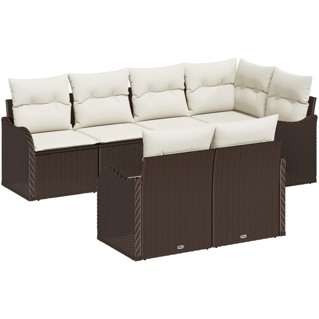 7-delat Trädgårdsoffaset med Kuddar Brun Poly Rattan vidaXL 5 - Sits – bild 2