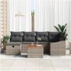 7-delat Trädgårdsoffaset med Kuddar Grå Poly Rattan vidaXL 55 x 55 x 37 cm – miniatyr 3