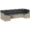 7-delat trädgårdsoffaset med kuddar Ljusgrå poly rattan vidaXL 289 x 123.5 x 85 cm – miniatyr 2