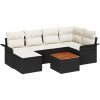7-delat trädgårdsoffaset med kuddar svart poly rattan akacia vidaXL 55 x 55 x 37 cm – miniatyr 2