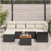 7-delat trädgårdsoffaset med kuddar svart poly rattan akacia vidaXL 55 x 55 x 37 cm – miniatyr 3
