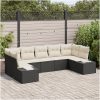 7-delat Trädgårdsoffaset med Kuddar Svart Poly Rattan vidaXL 289 x 154 x 85 cm – miniatyr 1