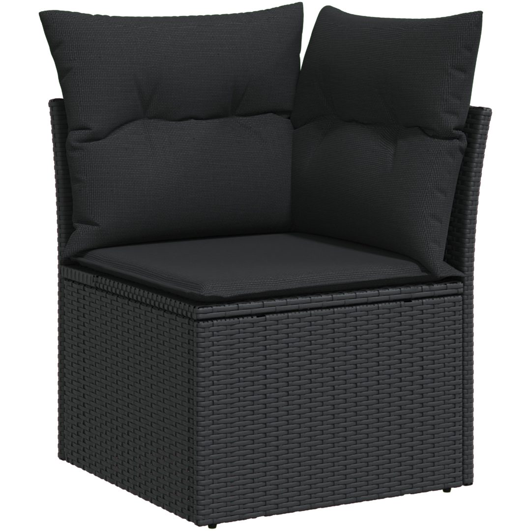 7-delat trädgårdsoffaset med kuddar svart poly rotting vidaXL 319 x 154 x 85 cm – bild 7