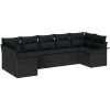 7-delat trädgårdsoffaset med kuddar svart polyrotting vidaXL 289 x 132.5 x 85 cm – miniatyr 2