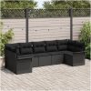 7-delat trädgårdsoffaset med kuddar svart polyrotting vidaXL 289 x 132.5 x 85 cm – miniatyr 1