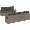 7-delat trädgårdsoffasete med kuddar grå polyroting akacia vidaXL Medium – miniatyr 2