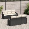 7-delat Trädgårdsoffasett med Dynor Svart Poly Rattan vidaXL 55 x 55 x 37 cm – miniatyr 3