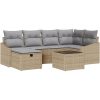 7-delat Trädgårdsoffasett med kuddar Beige Poly rotting vidaXL 55 x 62 x 69 cm – miniatyr 2