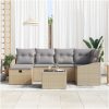 7-delat Trädgårdsoffasett med kuddar Beige Poly rotting vidaXL 55 x 62 x 69 cm – miniatyr 3