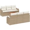 7-delat trädgårdsoffasett med kuddar beige polyroting akacia vidaXL Stor – miniatyr 2