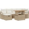 7-delat trädgårdsoffasett med kuddar i beige poly rattan vidaXL Medel – miniatyr 2