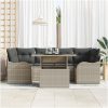 7-delat Trädgårdsoffelset med Kuddar Ljusgrå Poly Rotting vidaXL Stor – miniatyr 3