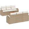 7-delat trädgårdsoffset med kuddar beige poly rattan akacia vidaXL 55 x 55 x 37 cm – miniatyr 2