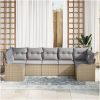 7-delat Trädgårdsoffset med Kuddar Beige Poly Rattan vidaXL Stor – miniatyr 3
