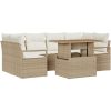 7-delat Trädgårdsoffset med Kuddar Beige Poly-rotning Akacia vidaXL Stort – miniatyr 2