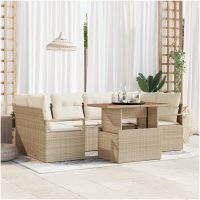 7-delat Trädgårdsoffset med Kuddar Beige Poly-rotning Akacia vidaXL
