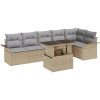 7-delat trädgårdsoffset med kuddar beige poly rotting vidaXL 100 x 55 x 73 cm – miniatyr 2