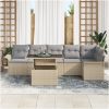 7-delat trädgårdsoffset med kuddar beige poly rotting vidaXL 100 x 55 x 73 cm – miniatyr 3