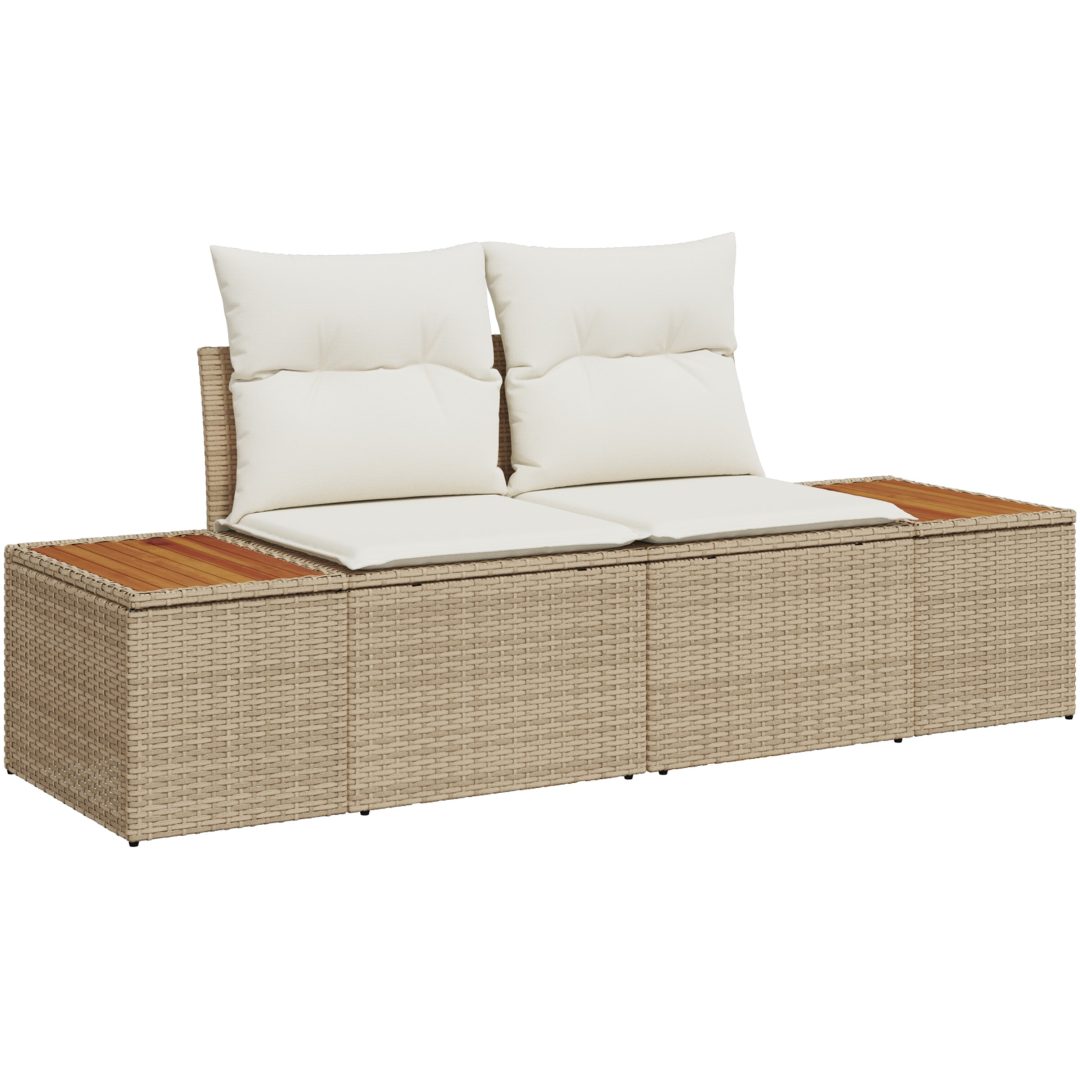 7-delat Trädgårdsoffset med kuddar Beige Polyrotang vidaXL 55 x 55 x 37 cm – bild 4