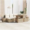 7-delat Trädgårdsoffset med kuddar Beige Polyrotang vidaXL 55 x 55 x 37 cm – miniatyr 1
