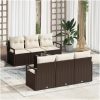 7-delat Trädgårdsoffset med Kuddar Brun Poly Rattan vidaXL Standard – miniatyr 1