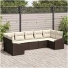 7-delat Trädgårdsoffset med Kuddar Brun Poly Rattang vidaXL 289 x 123.5 x 85 cm – miniatyr 1