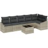 7-delat trädgårdsoffset med kuddar grå poly rattan vidaXL 288.5 x 123.5 x 85 cm – miniatyr 2