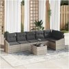 7-delat trädgårdsoffset med kuddar grå poly rattan vidaXL 288.5 x 123.5 x 85 cm – miniatyr 1