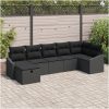 7-delat trädgårdsoffset med kuddar i svart polyrotting vidaXL 288.5 x 123.5 x 85 cm – miniatyr 1