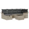 7-delat trädgårdsoffset med kuddar ljusgrå poly rattan vidaXL 242.5 x 132.5 x 85 cm – miniatyr 2