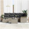 7-delat trädgårdsoffset med kuddar ljusgrå poly rattan vidaXL 242.5 x 132.5 x 85 cm – miniatyr 3