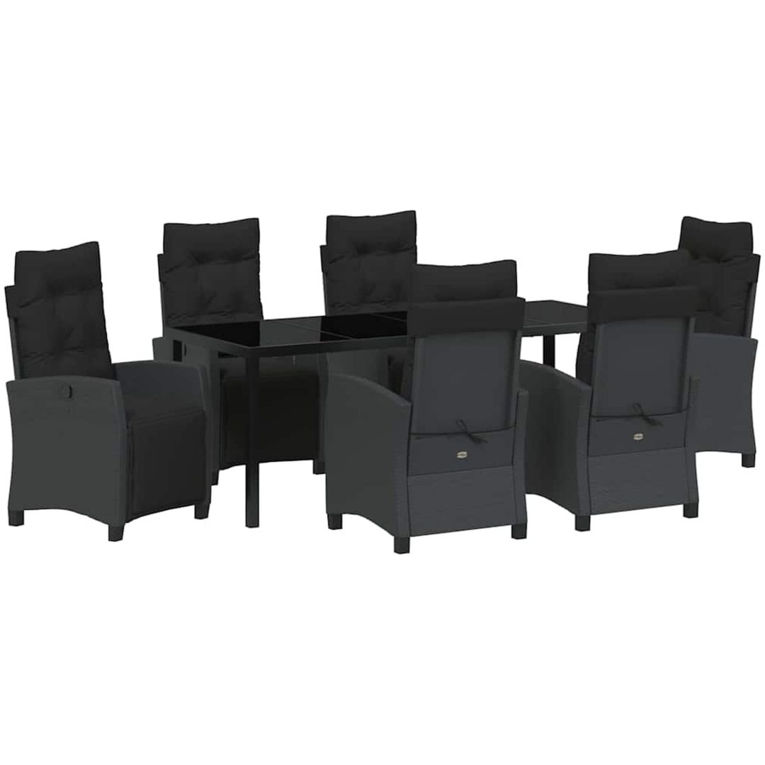 7-delat Trädgårdsserveringsset Svart Poly Rattan vidaXL 200 x 80 x 73 cm – bild 2