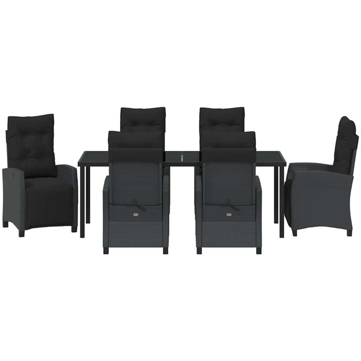 7-delat Trädgårdsserveringsset Svart Poly Rattan vidaXL 200 x 80 x 73 cm – bild 6