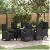 7-delat Trädgårdsserveringsset Svart Poly Rattan vidaXL 200 x 80 x 73 cm – miniatyr 1