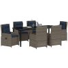 7-delat Trädgårdsset Grå Poly Rattan vidaXL 200 x 80 x 73 cm – miniatyr 3