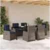 7-delat Trädgårdsset Grå Poly Rattan vidaXL 200 x 80 x 73 cm – miniatyr 4