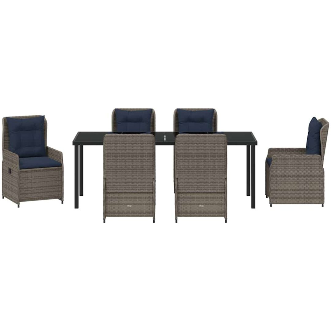 7-delat Trädgårdsset Grå Poly Rattan vidaXL 200 x 80 x 73 cm – bild 6