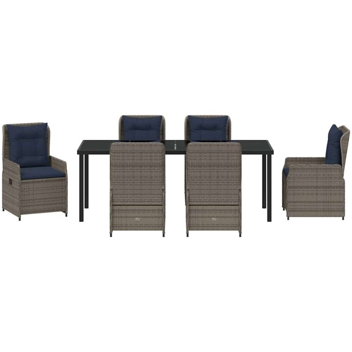 7-delat Trädgårdsset Grå Poly Rattan vidaXL 200 x 80 x 73 cm – bild 6