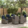 7-delat Trädgårdsset Grå Poly Rattan vidaXL 200 x 80 x 73 cm – miniatyr 1