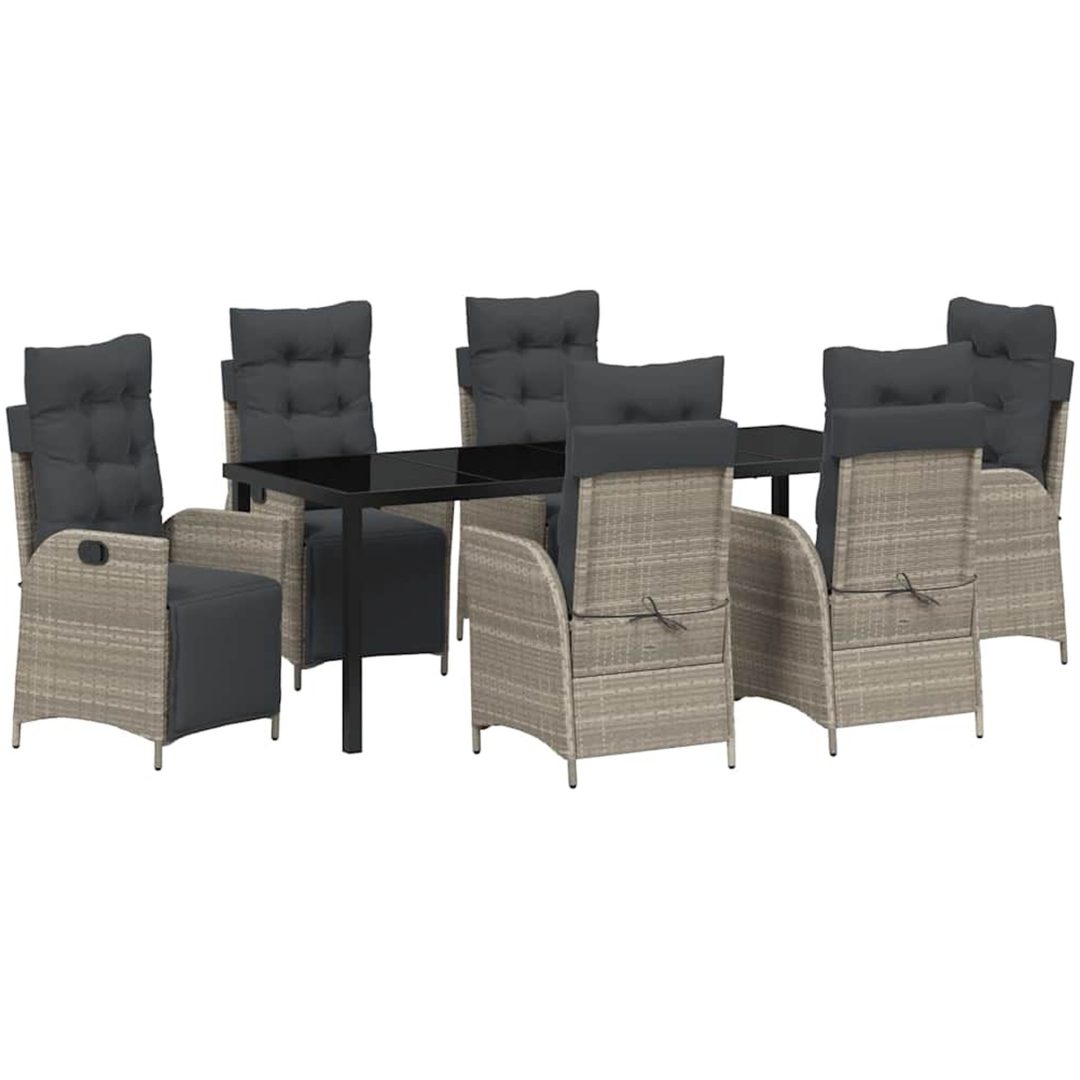 7-delat Trädgårdsset Ljusgrå Poly Rattan vidaXL 200 x 80 x 73 cm – bild 2